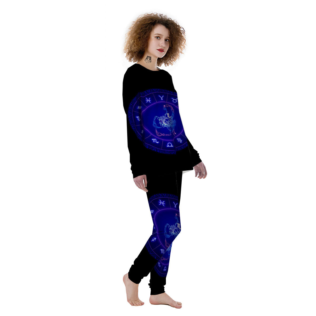 Zodiac Sign Dark Scorpio Print Women's Pajamas-grizzshop