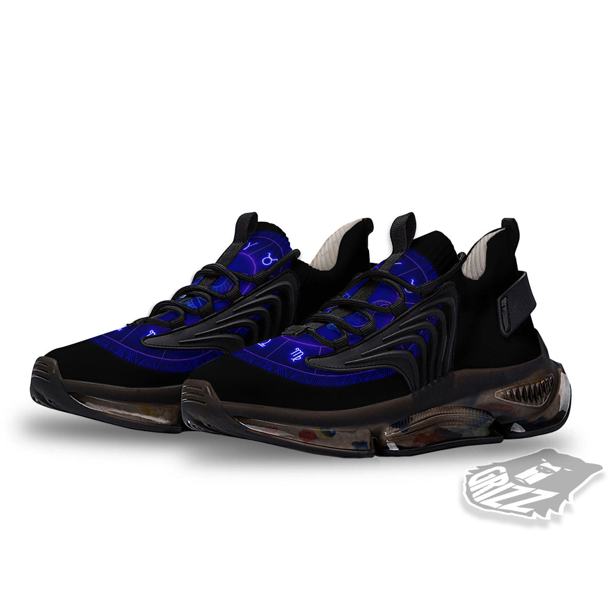 Zodiac Sign Dark Taurus Print Black Gym Shoes-grizzshop