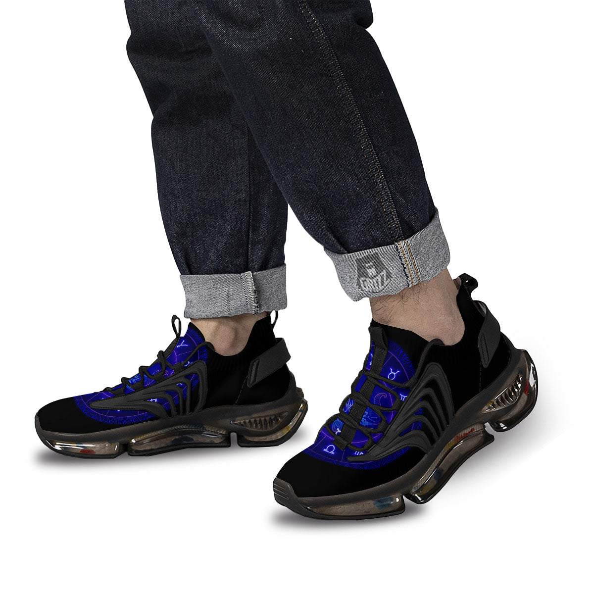 Zodiac Sign Dark Taurus Print Black Gym Shoes-grizzshop