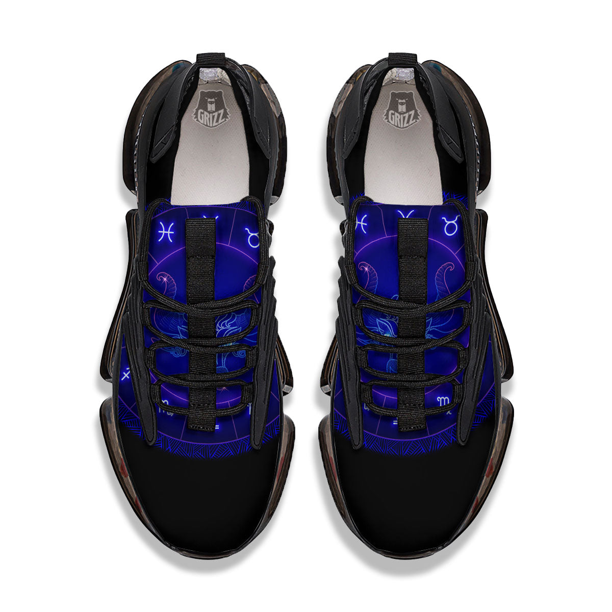 Zodiac Sign Dark Taurus Print Black Gym Shoes-grizzshop