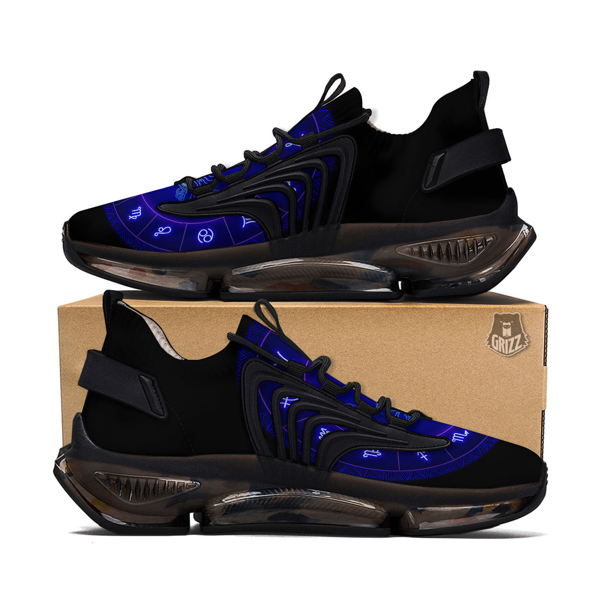 Zodiac Sign Dark Taurus Print Black Gym Shoes-grizzshop