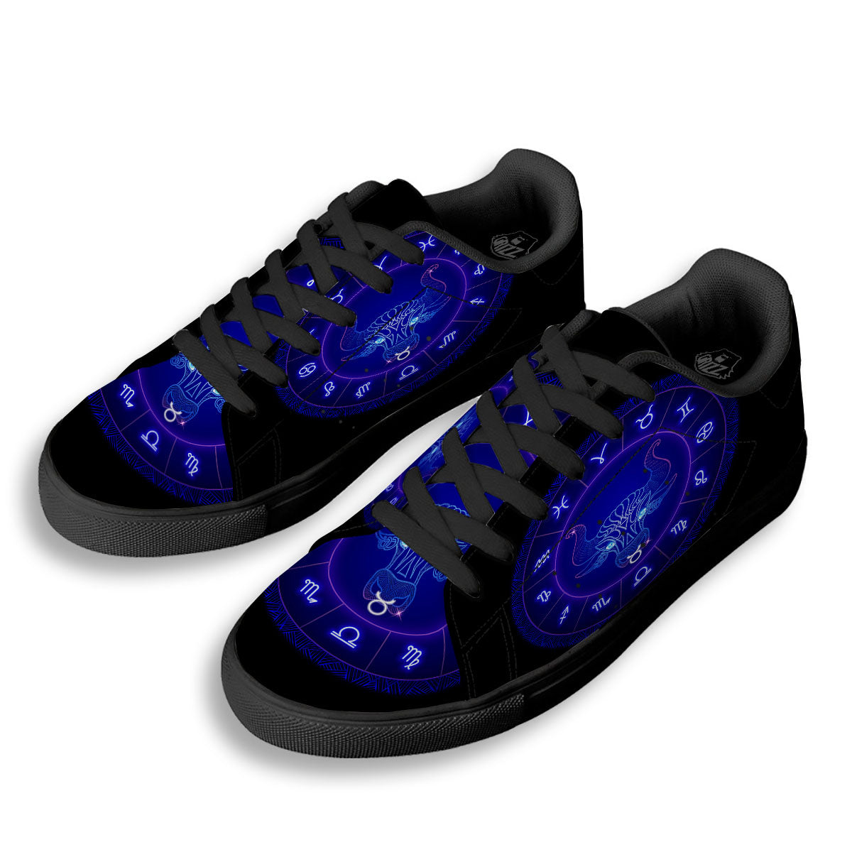 Zodiac Sign Dark Taurus Print Black Low Top Sneakers-grizzshop
