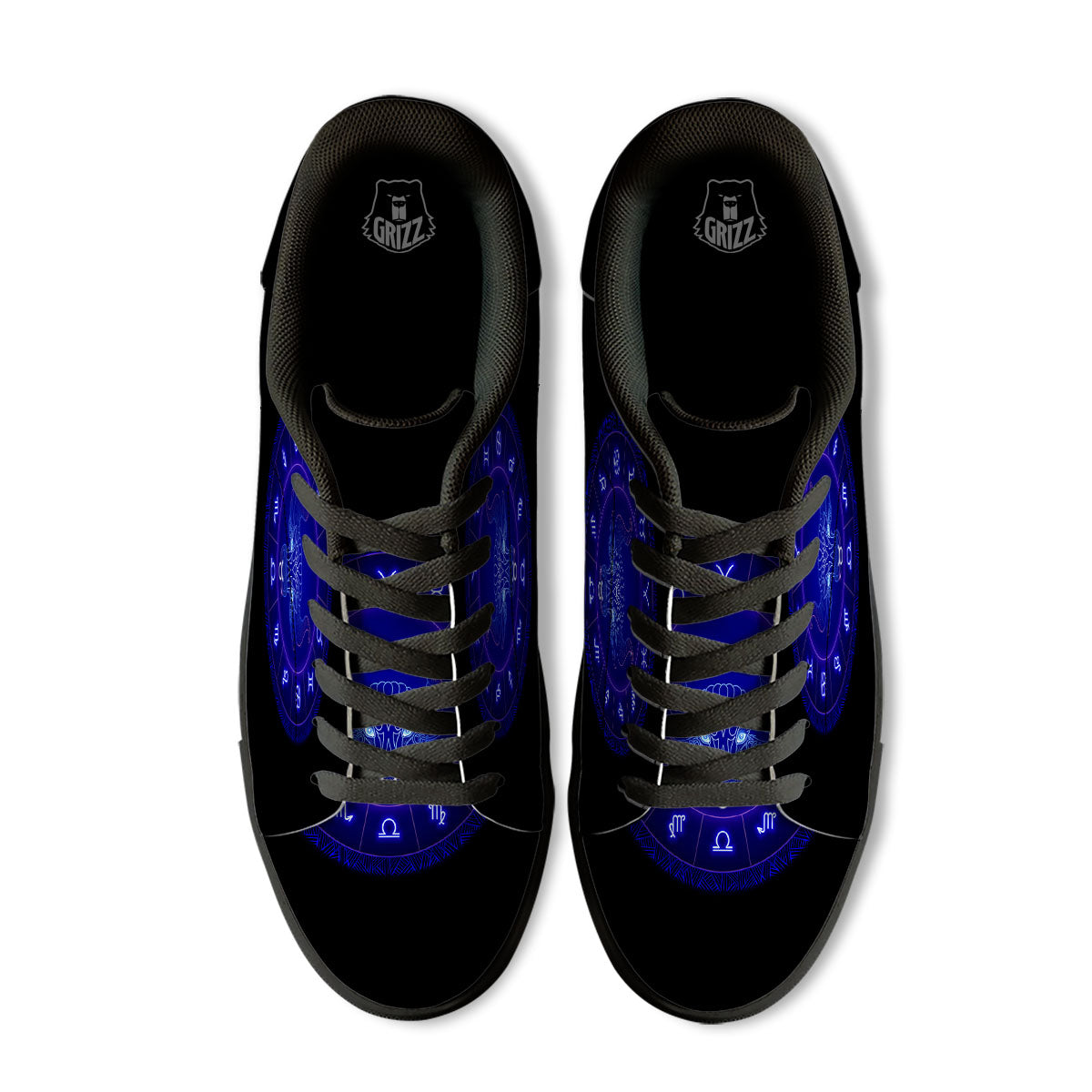 Zodiac Sign Dark Taurus Print Black Low Top Sneakers-grizzshop