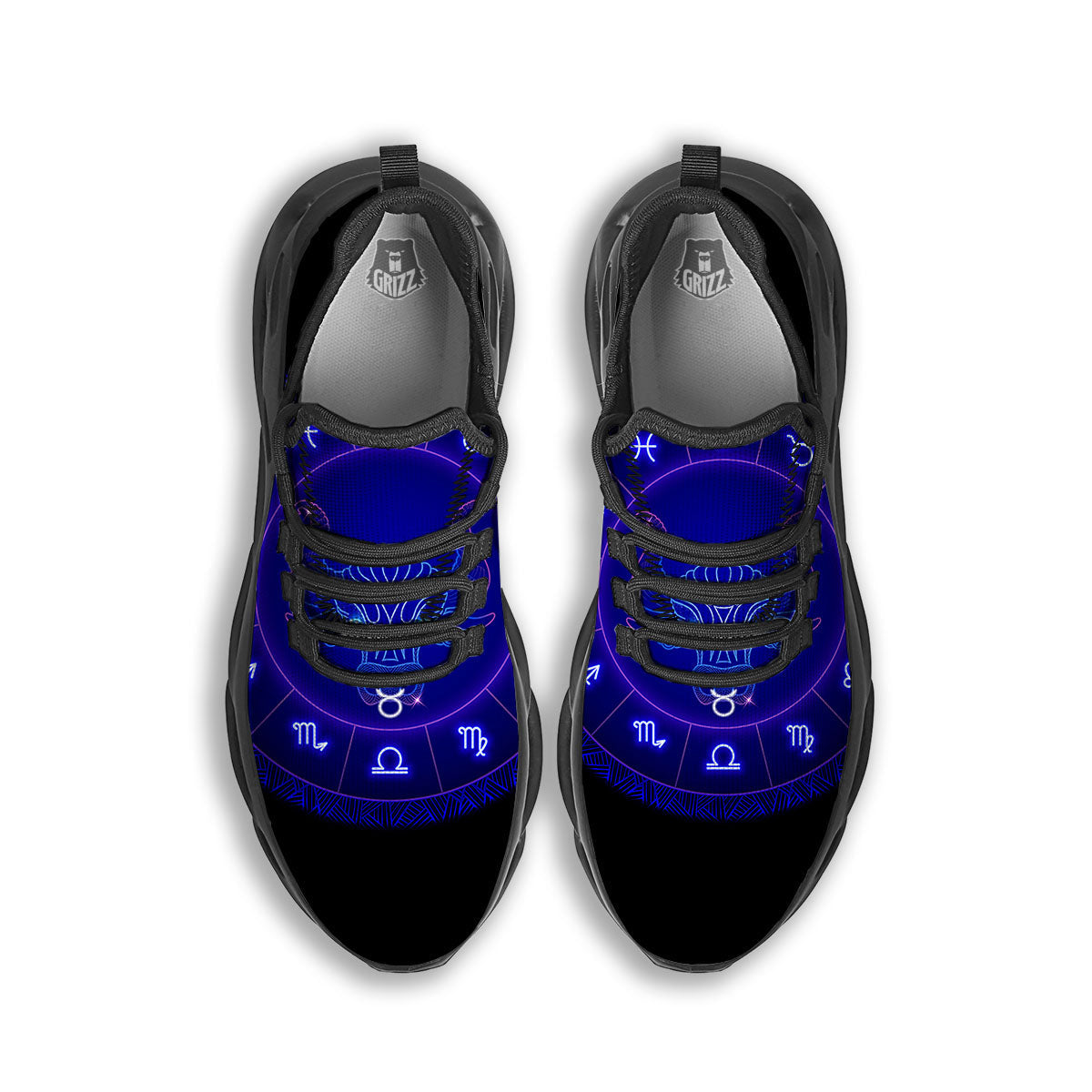 Zodiac Sign Dark Taurus Print Black Running Shoes-grizzshop