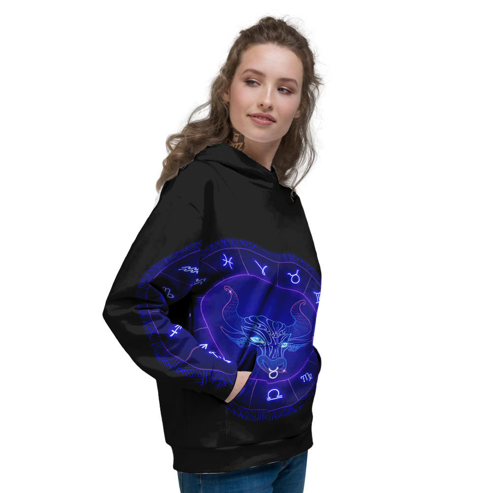 Zodiac Sign Dark Taurus Print Women's Hoodie-grizzshop
