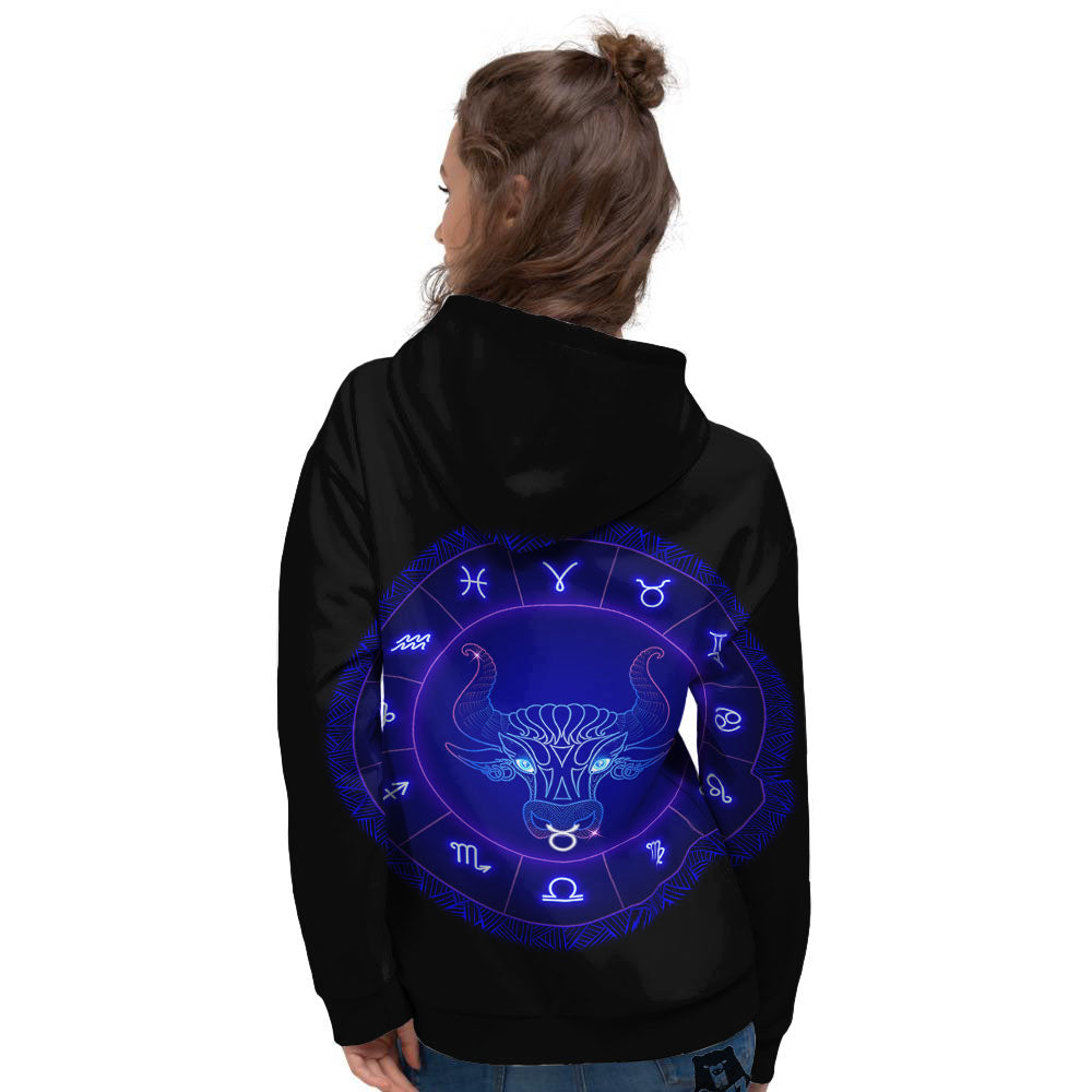 Zodiac Sign Dark Taurus Print Women's Hoodie-grizzshop