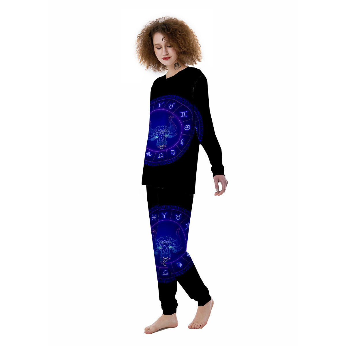 Zodiac Sign Dark Taurus Print Women's Pajamas-grizzshop