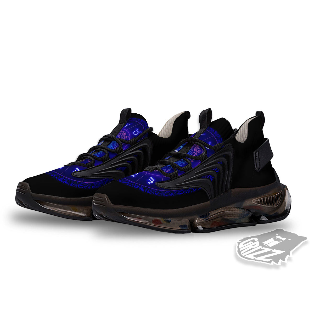 Zodiac Sign Dark Virgo Print Black Gym Shoes-grizzshop