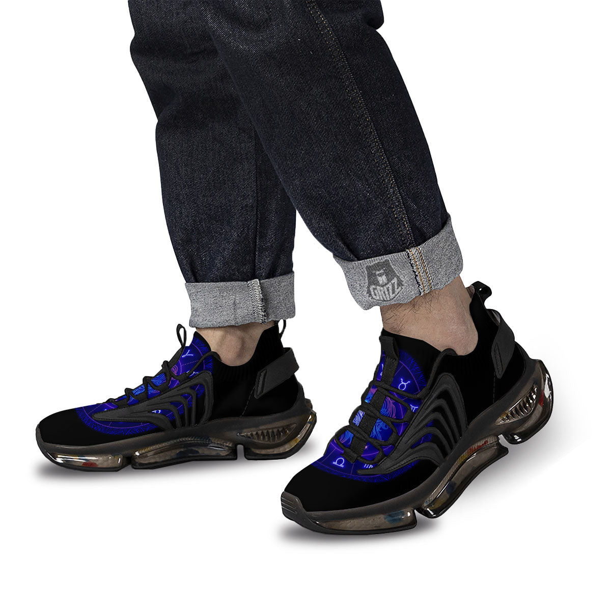 Zodiac Sign Dark Virgo Print Black Gym Shoes-grizzshop