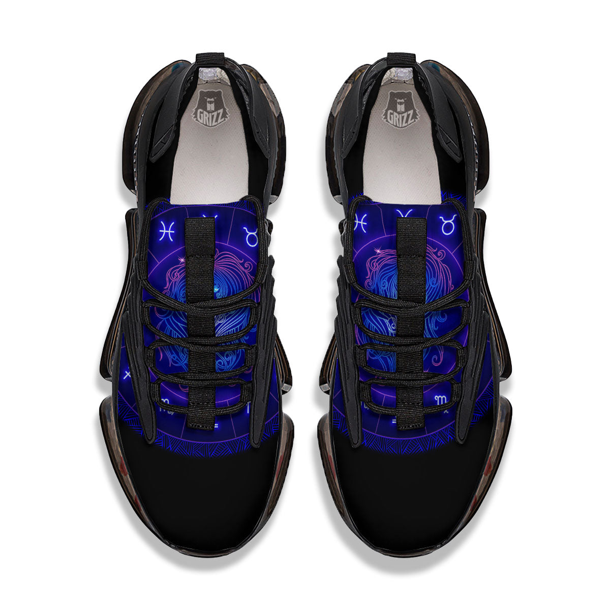 Zodiac Sign Dark Virgo Print Black Gym Shoes-grizzshop