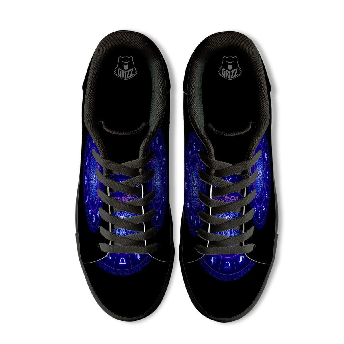 Zodiac Sign Dark Virgo Print Black Low Top Sneakers-grizzshop