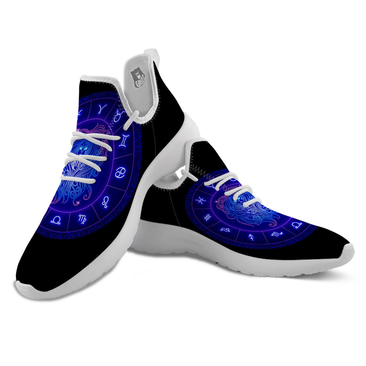 Zodiac Sign Dark Virgo Print White Athletic Shoes-grizzshop