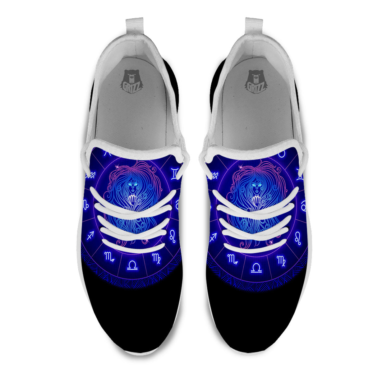 Zodiac Sign Dark Virgo Print White Athletic Shoes-grizzshop