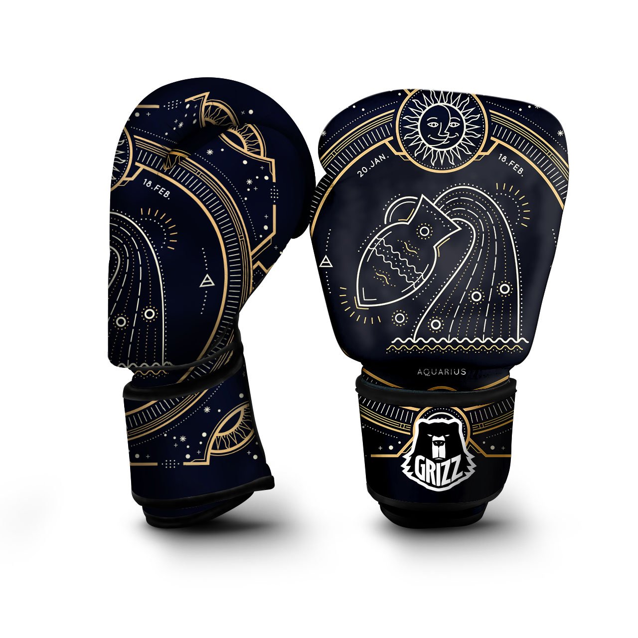 Zodiac Sign Vintage Aquarius Print Boxing Gloves-grizzshop