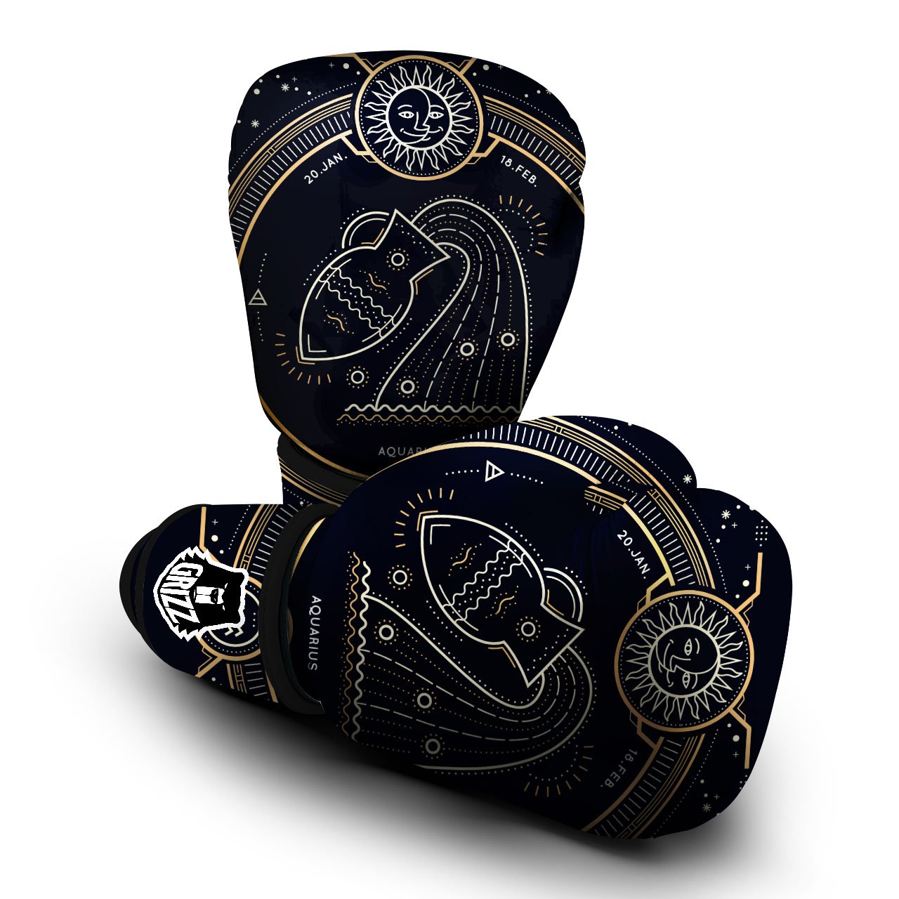 Zodiac Sign Vintage Aquarius Print Boxing Gloves-grizzshop