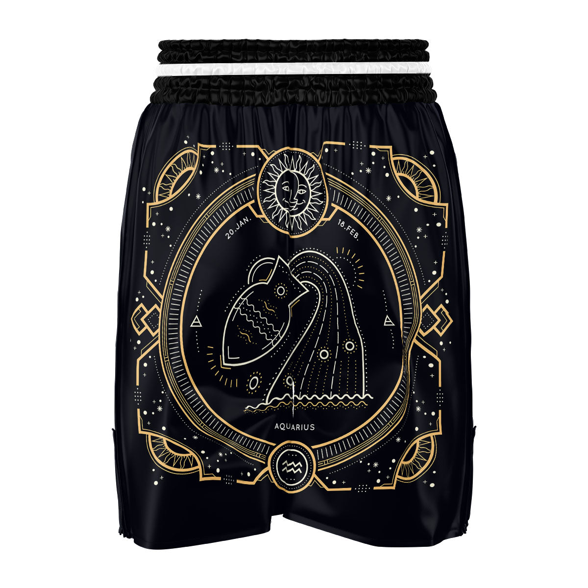 Zodiac Sign Vintage Aquarius Print Boxing Shorts-grizzshop
