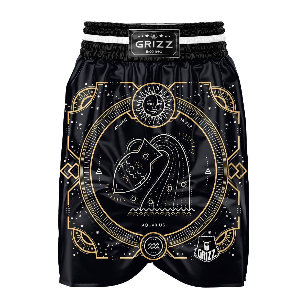 Zodiac Sign Vintage Aquarius Print Boxing Shorts-grizzshop