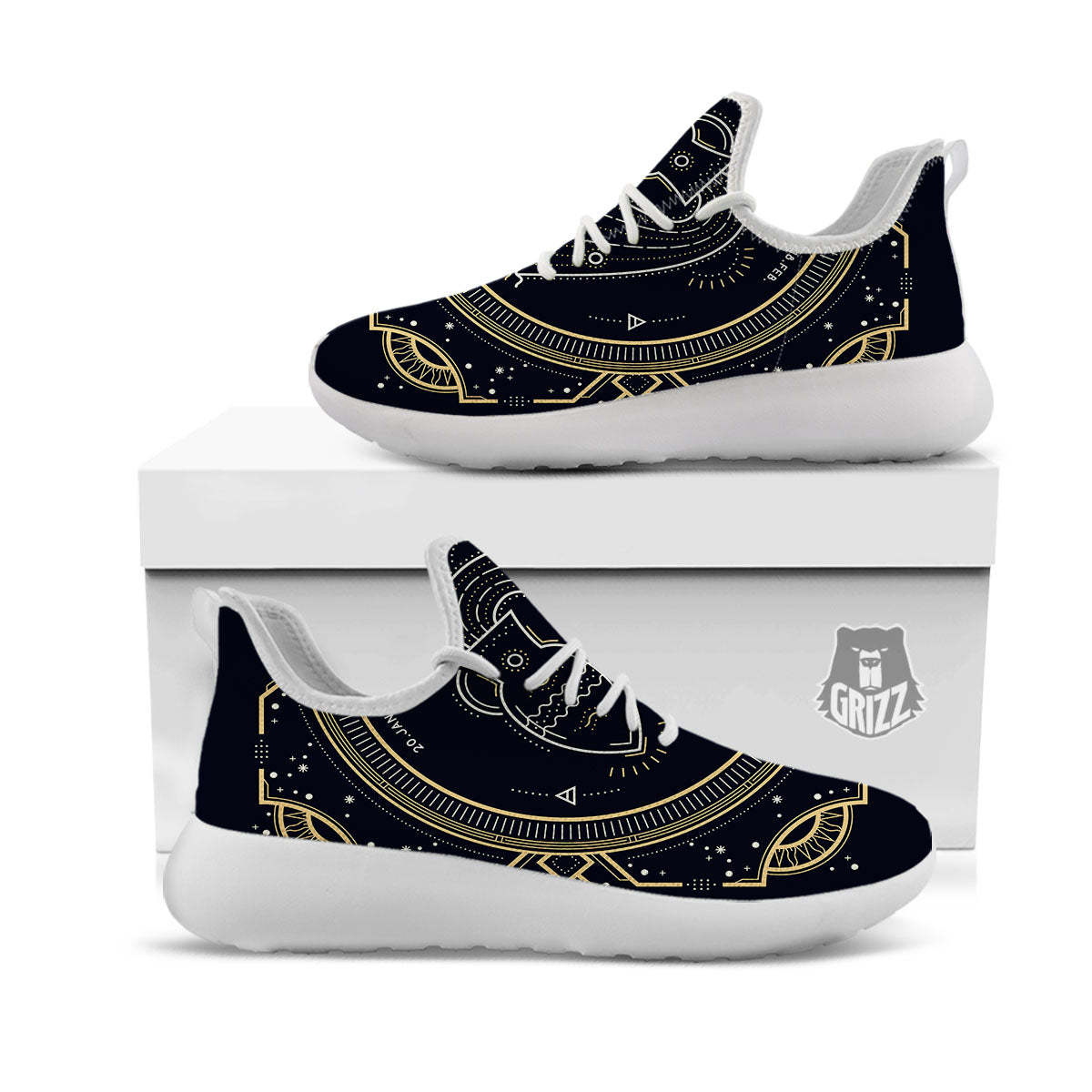 Zodiac Sign Vintage Aquarius Print White Athletic Shoes-grizzshop