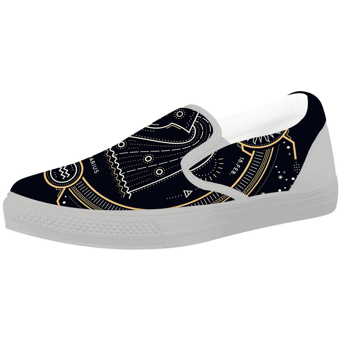 Zodiac Sign Vintage Aquarius Print White Slip On Shoes-grizzshop