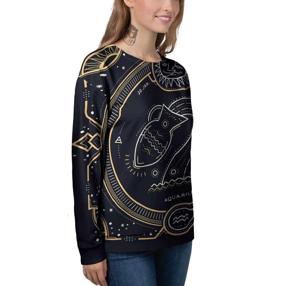 Zodiac Sign Vintage Aquarius Print Women's Sweatshirt-grizzshop