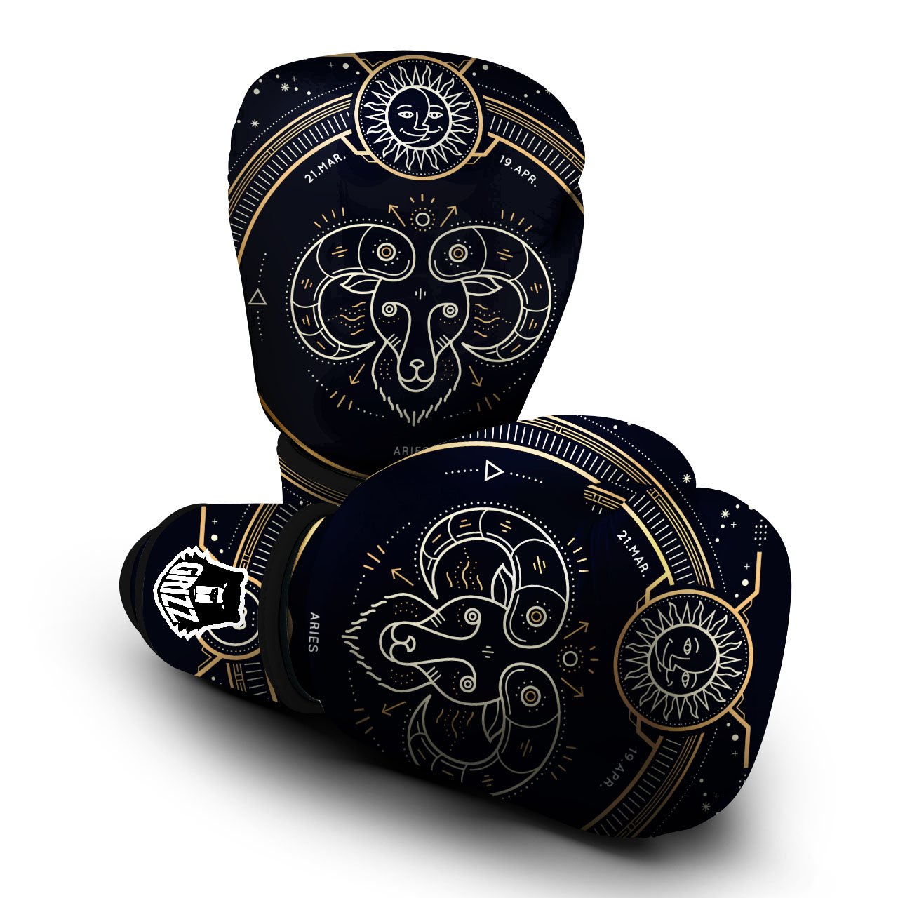 Zodiac Sign Vintage Aries Print Boxing Gloves-grizzshop