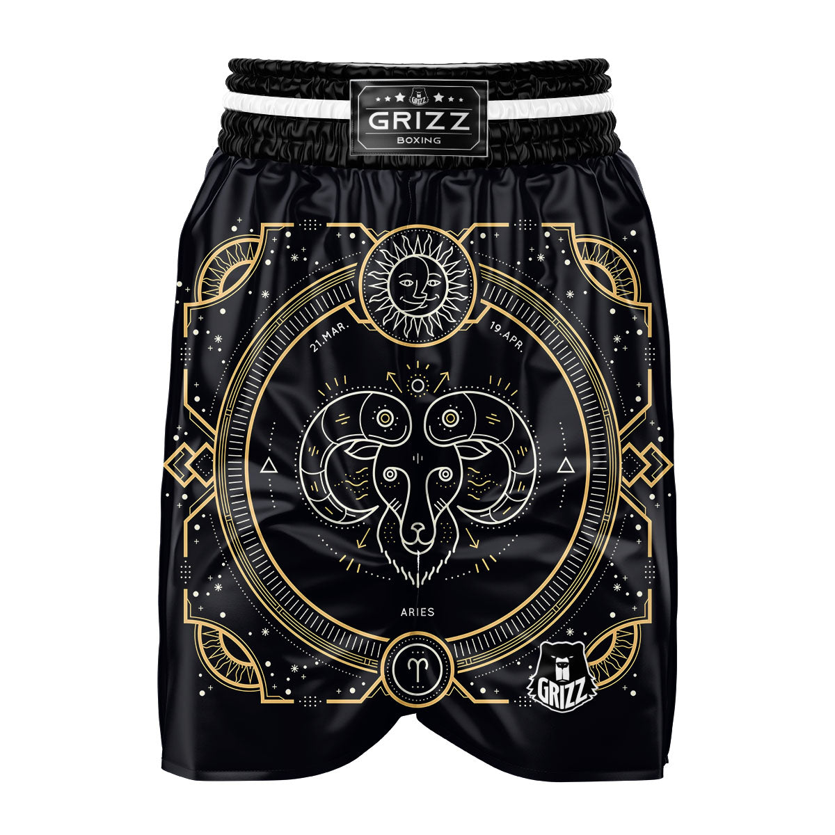 Zodiac Sign Vintage Aries Print Boxing Shorts-grizzshop