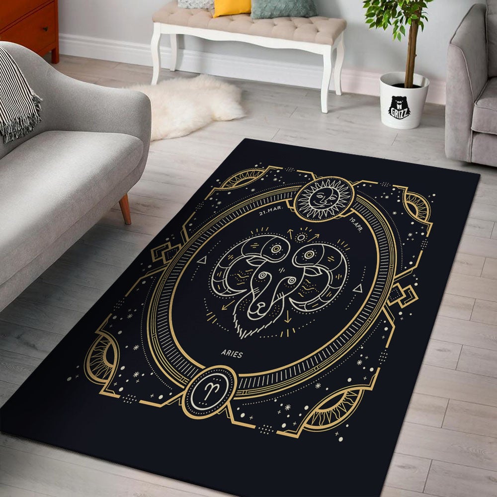 Zodiac Sign Vintage Aries Print Floor Mat-grizzshop