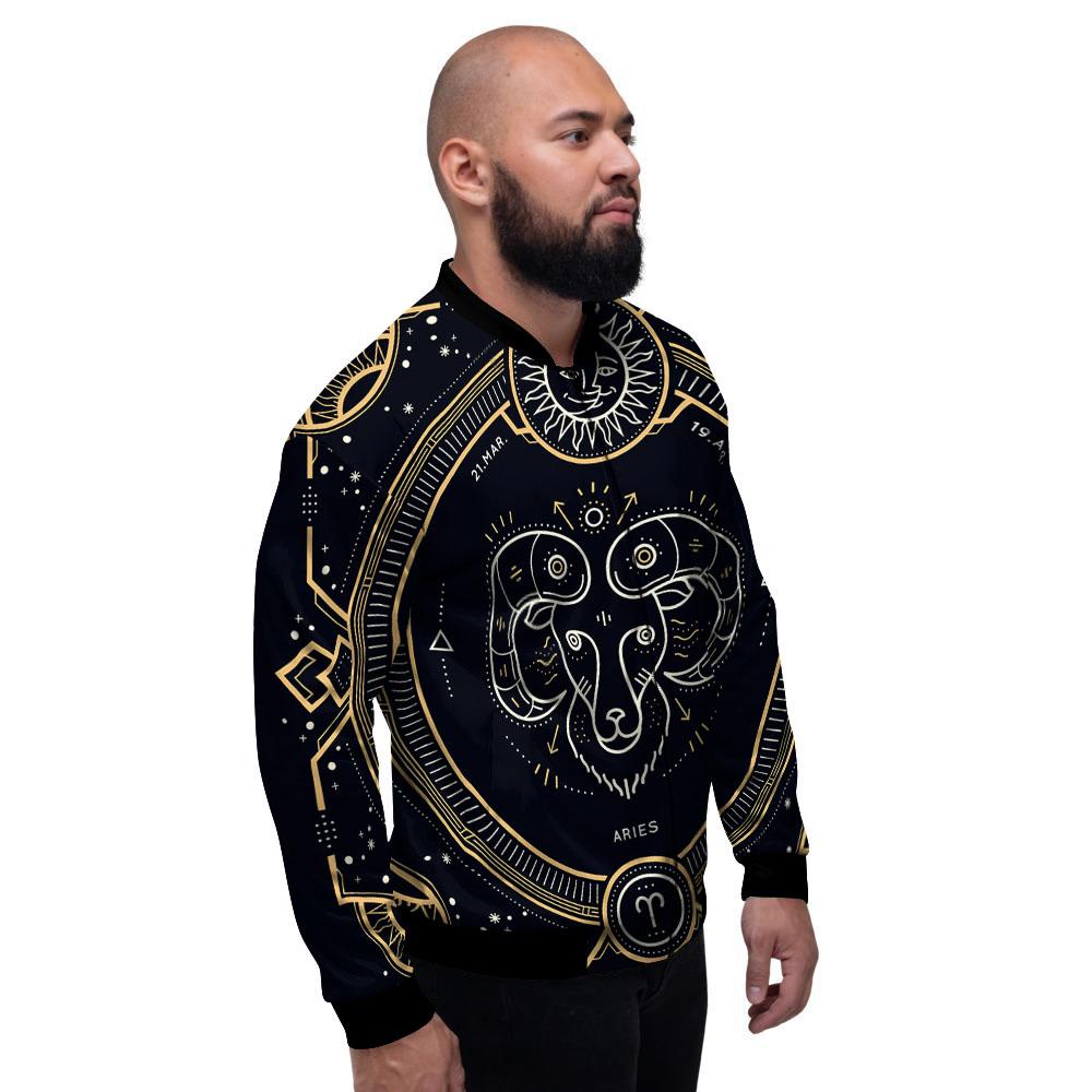 Zodiac Sign Vintage Aries Print Men's Bomber Jacket-grizzshop