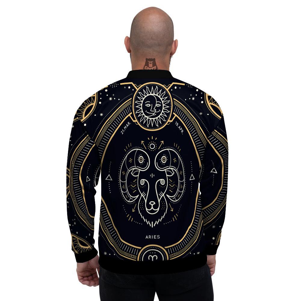 Zodiac Sign Vintage Aries Print Men's Bomber Jacket-grizzshop