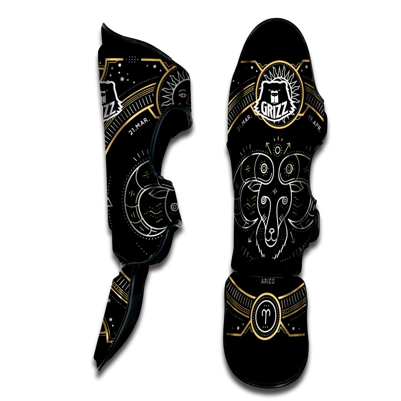 Zodiac Sign Vintage Aries Print Muay Thai Shin Guards-grizzshop