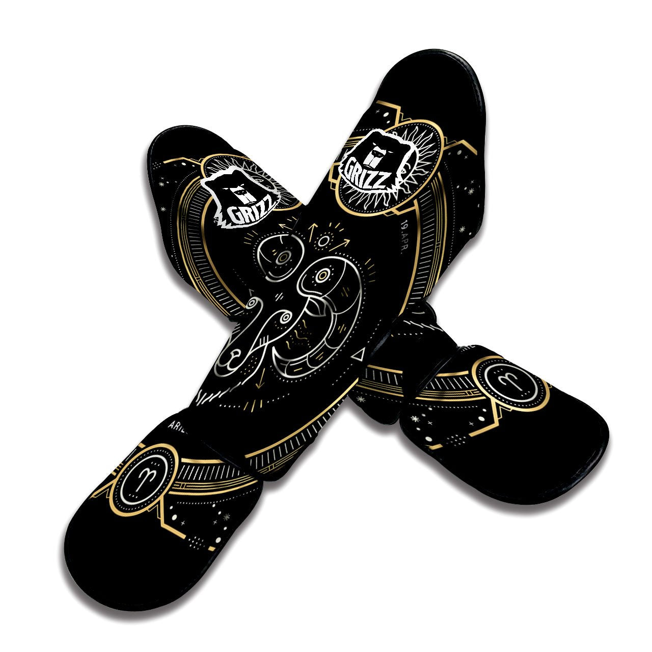 Zodiac Sign Vintage Aries Print Muay Thai Shin Guards-grizzshop