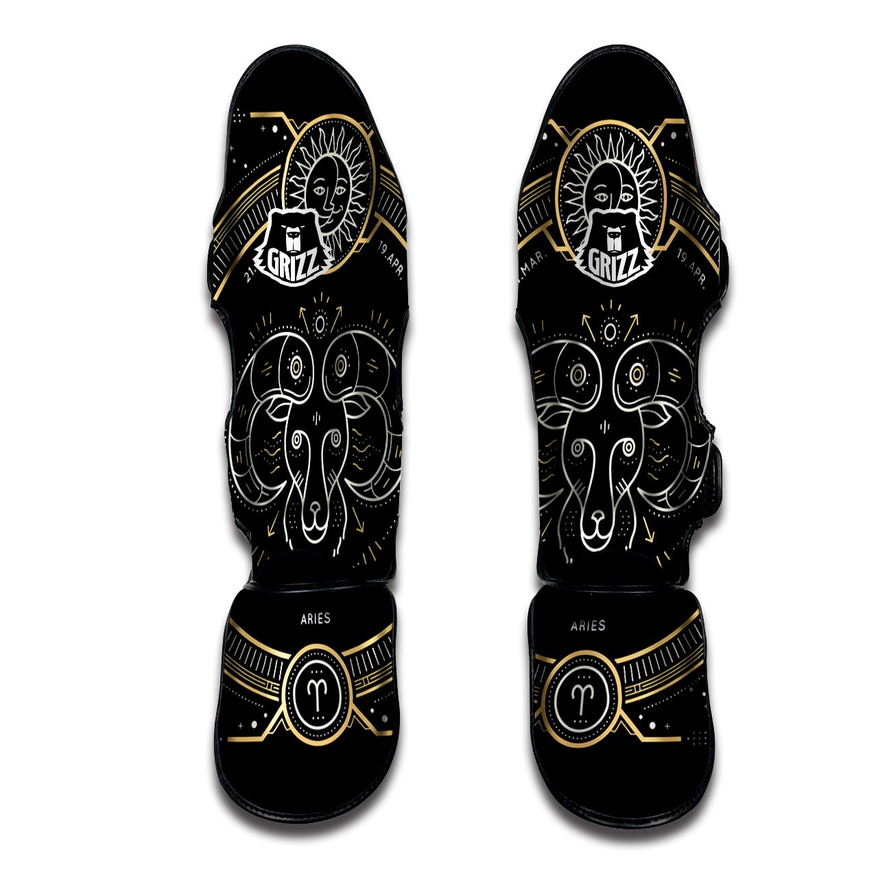 Zodiac Sign Vintage Aries Print Muay Thai Shin Guards-grizzshop