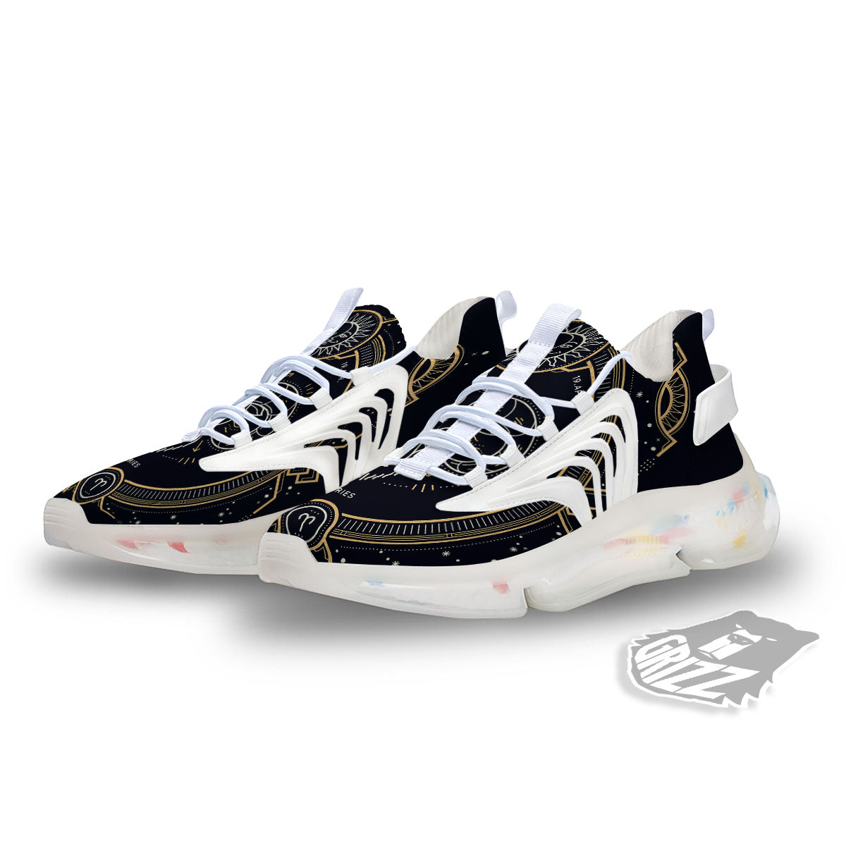 Zodiac Sign Vintage Aries Print White Gym Shoes-grizzshop