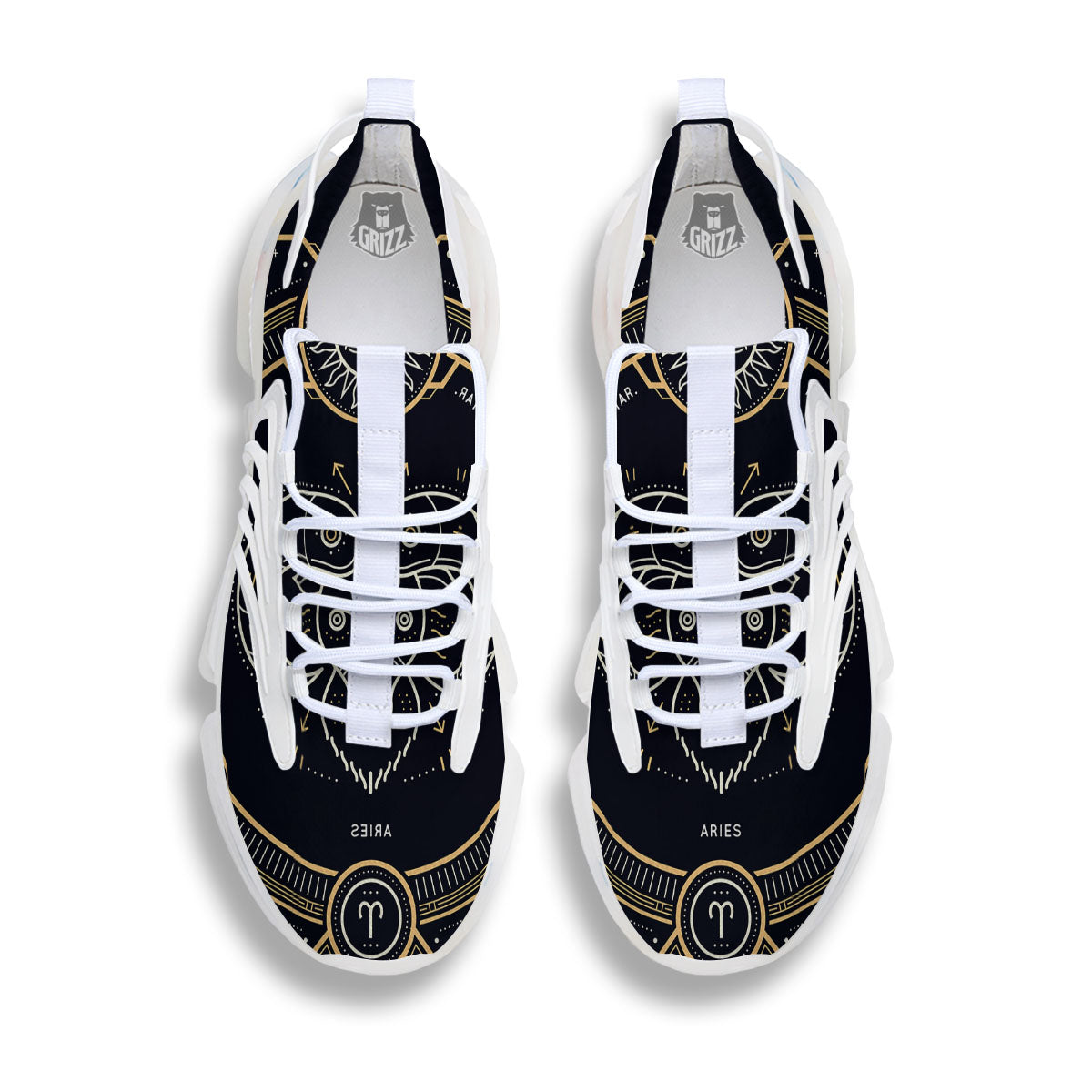 Zodiac Sign Vintage Aries Print White Gym Shoes-grizzshop