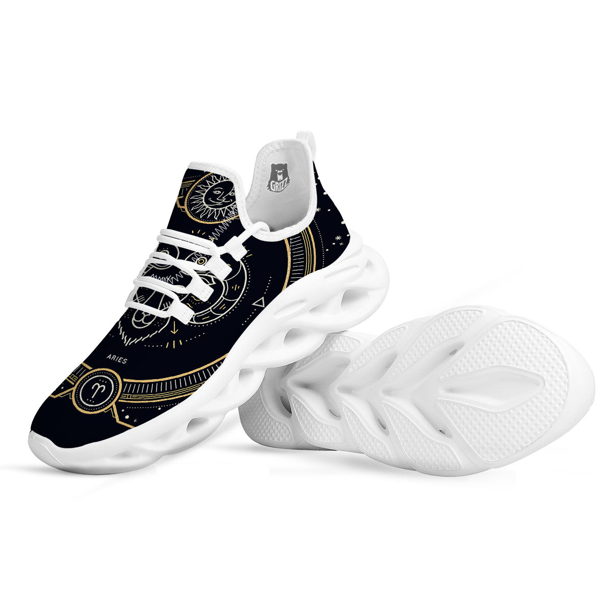 Zodiac Sign Vintage Aries Print White Running Shoes-grizzshop