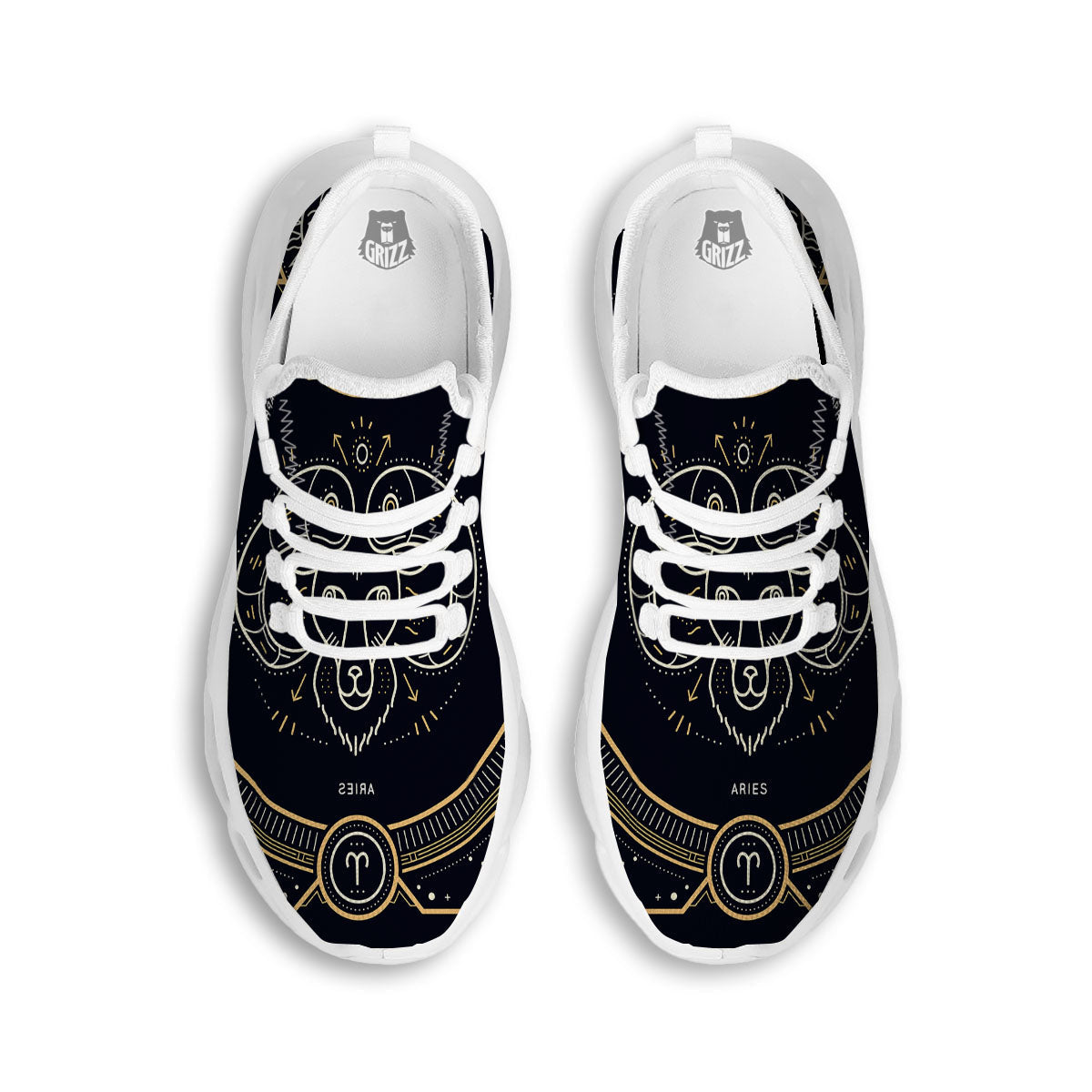 Zodiac Sign Vintage Aries Print White Running Shoes-grizzshop