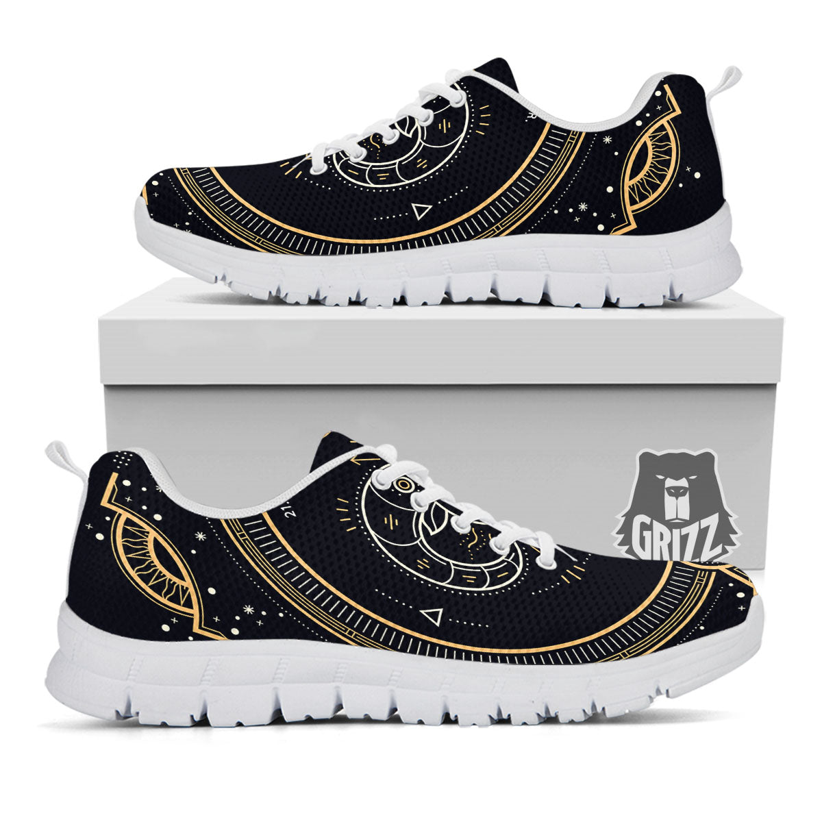Zodiac Sign Vintage Aries Print White Sneaker-grizzshop