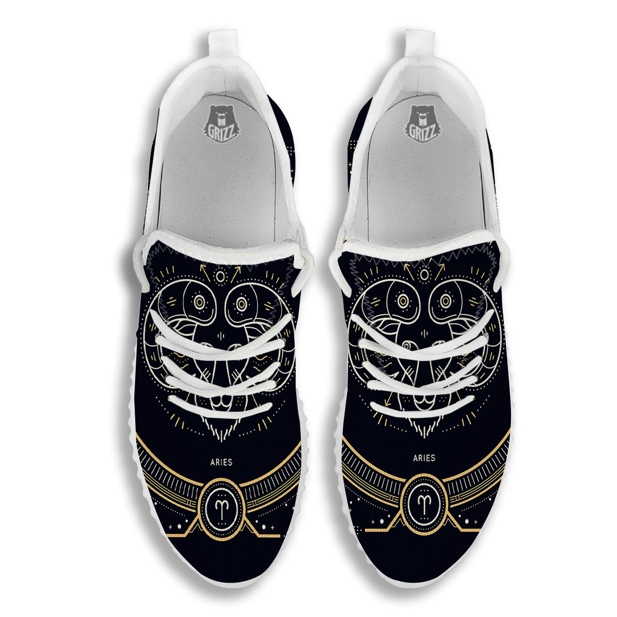 Zodiac Sign Vintage Aries Print White Walking Shoes-grizzshop