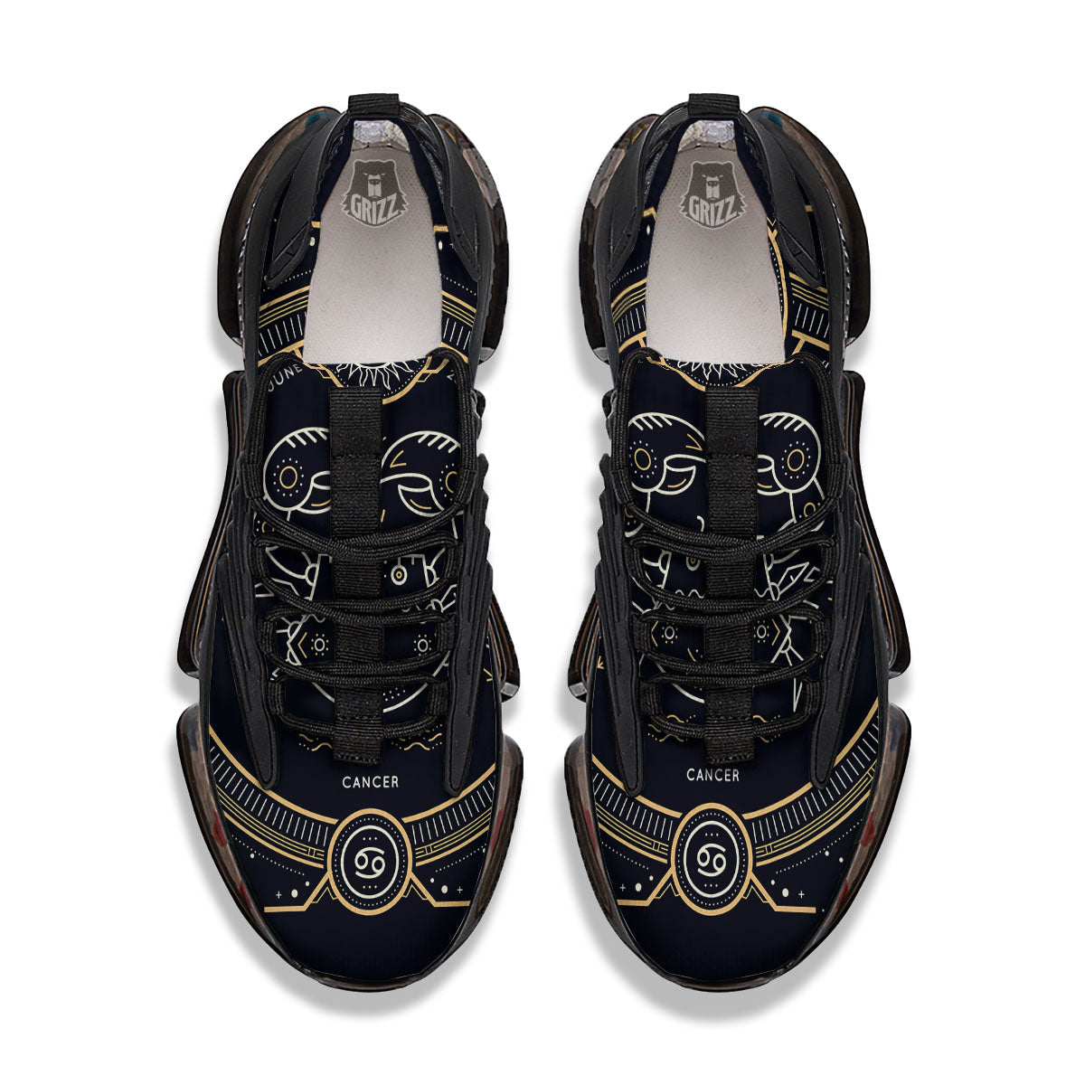 Zodiac Sign Vintage Cancer Print Black Gym Shoes-grizzshop