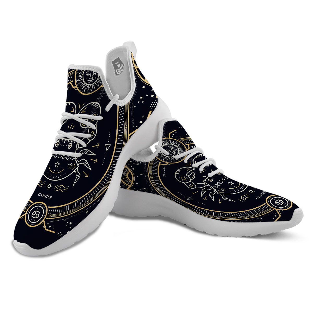 Zodiac Sign Vintage Cancer Print White Athletic Shoes-grizzshop