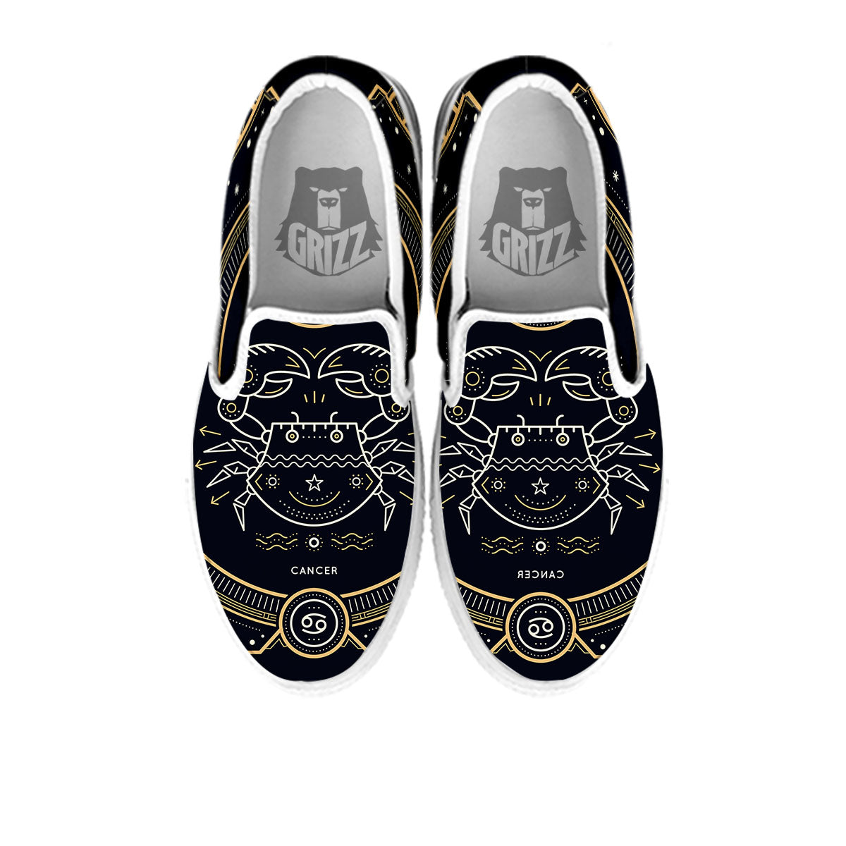 Zodiac Sign Vintage Cancer Print White Slip On Shoes-grizzshop