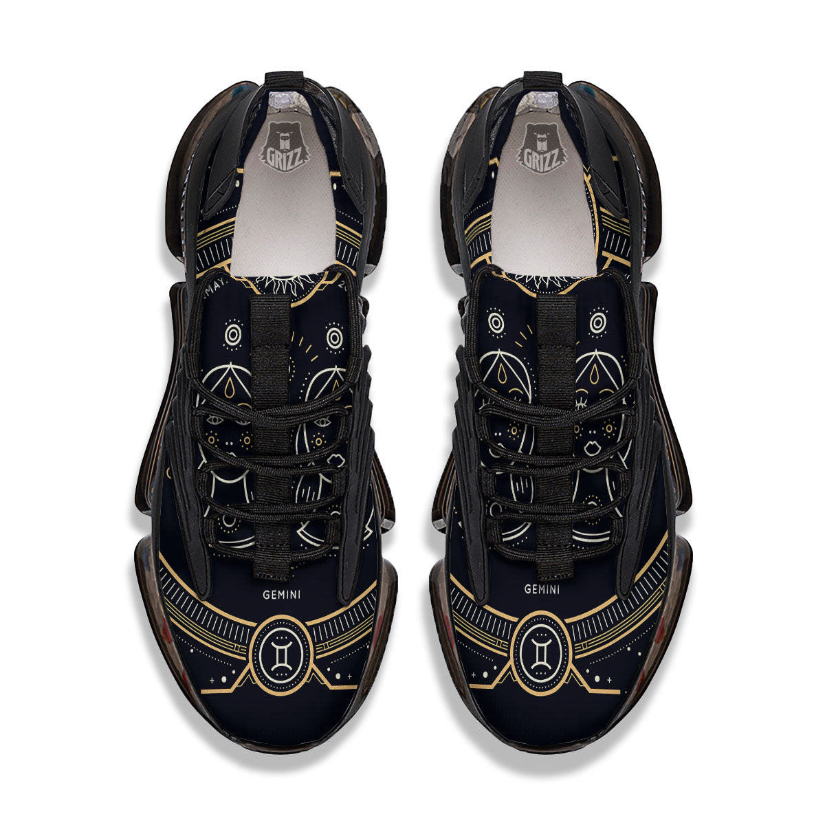 Zodiac Sign Vintage Gemini Print Black Gym Shoes-grizzshop
