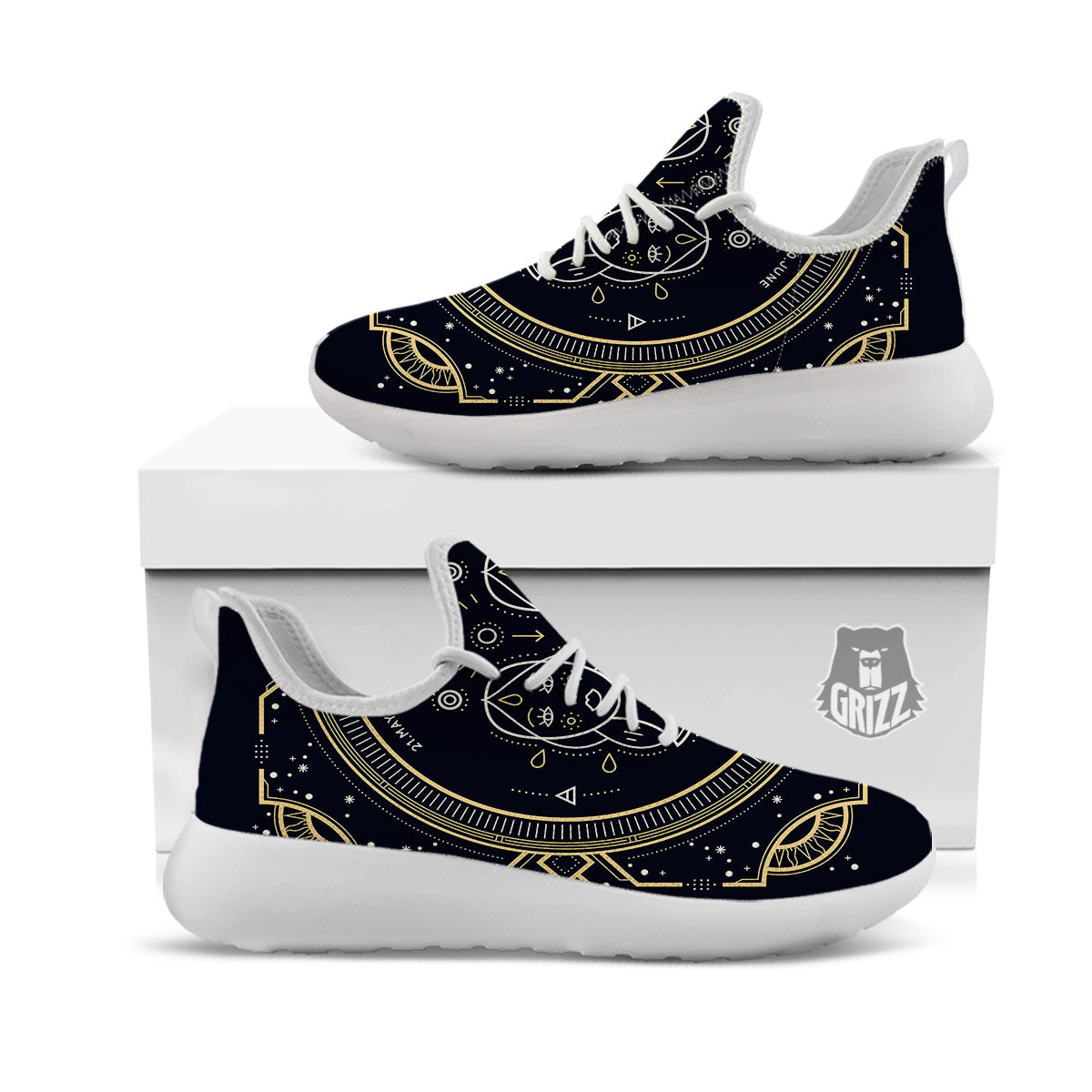 Zodiac Sign Vintage Gemini Print White Athletic Shoes-grizzshop