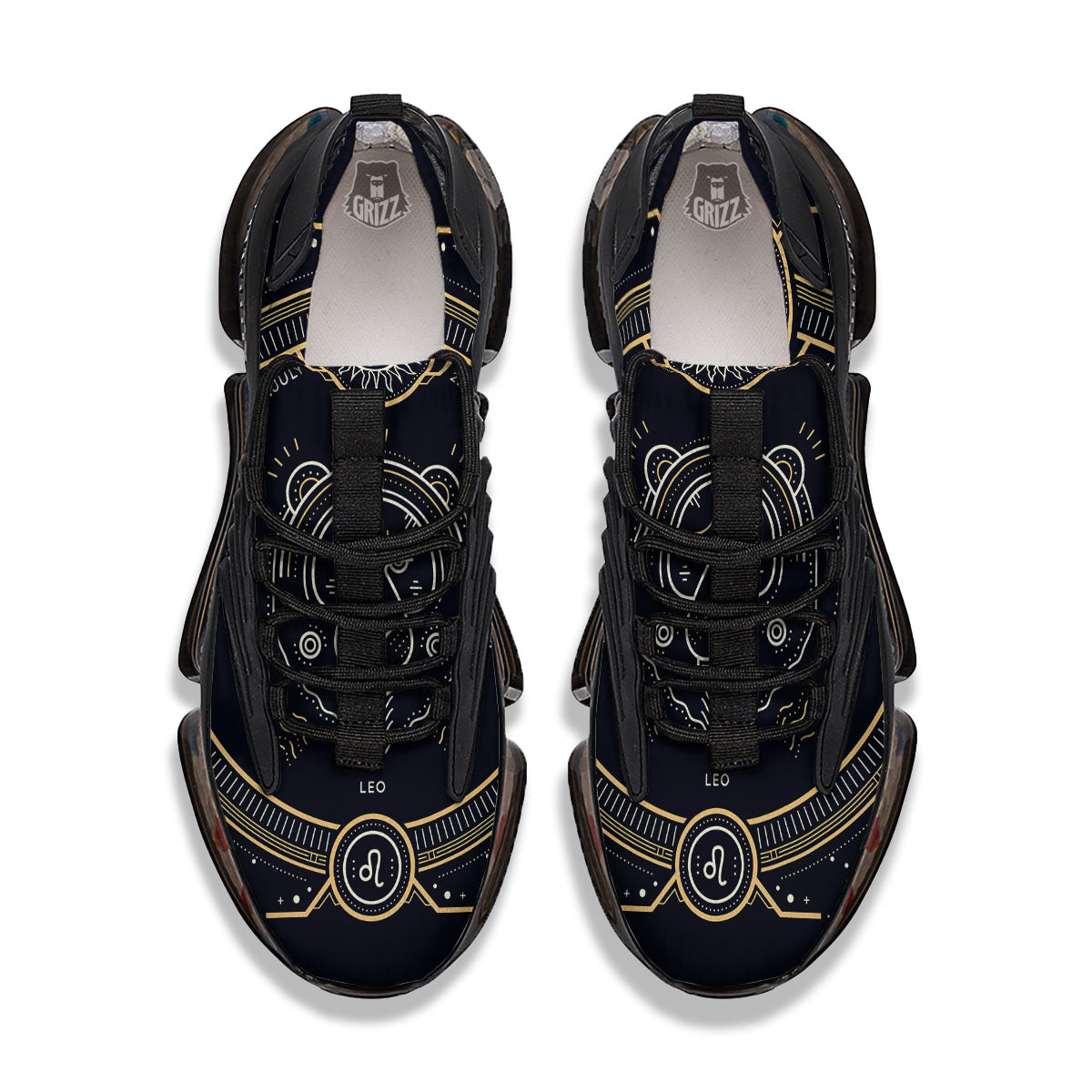 Zodiac Sign Vintage Leo Print Black Gym Shoes-grizzshop
