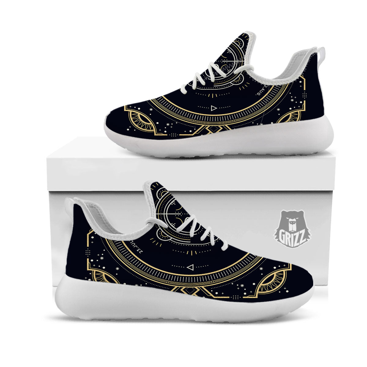 Zodiac Sign Vintage Leo Print White Athletic Shoes-grizzshop