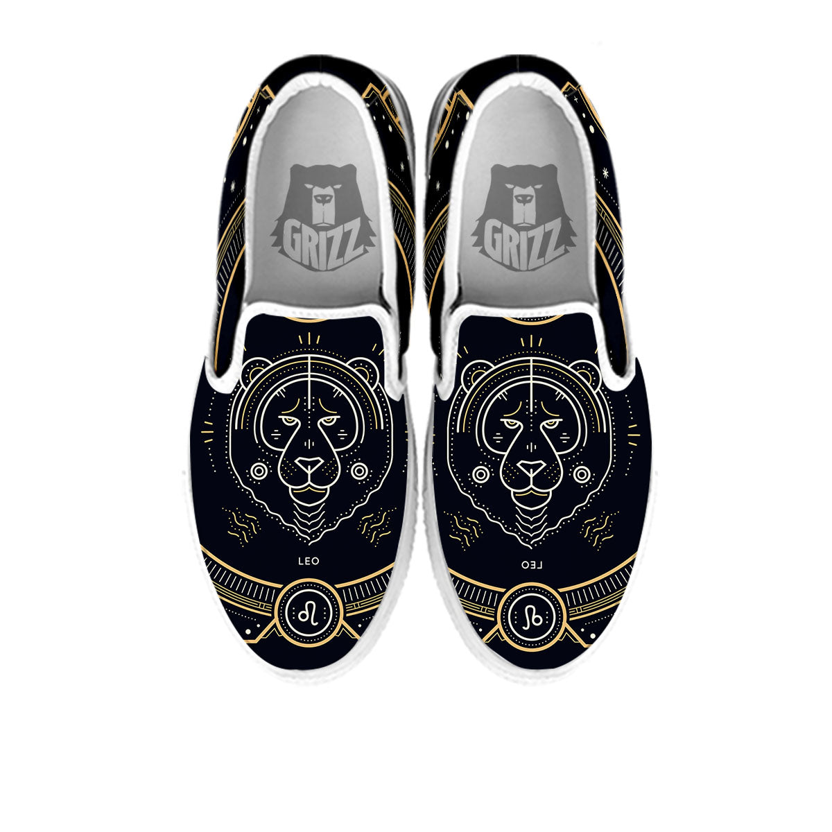 Zodiac Sign Vintage Leo Print White Slip On Shoes-grizzshop