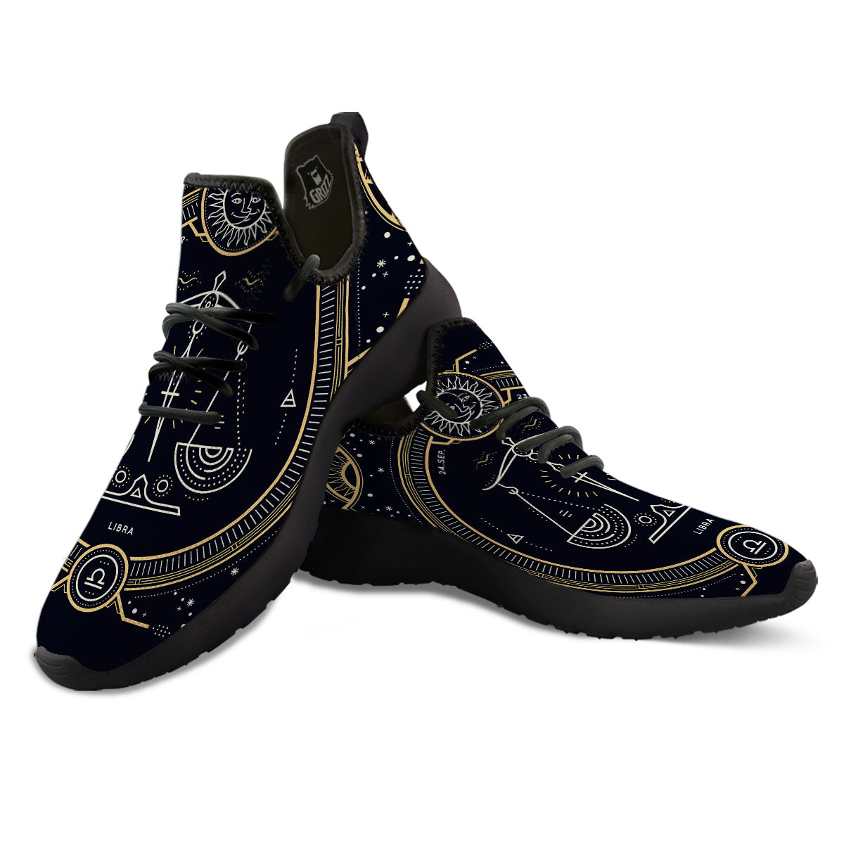 Zodiac Sign Vintage Libra Print Black Athletic Shoes-grizzshop