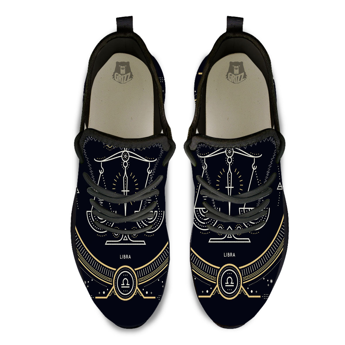 Zodiac Sign Vintage Libra Print Black Athletic Shoes-grizzshop