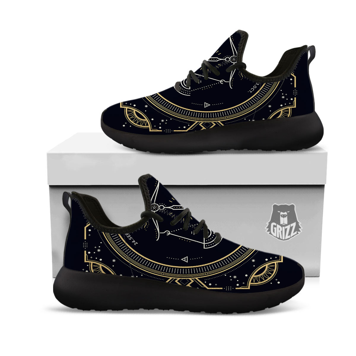Zodiac Sign Vintage Libra Print Black Athletic Shoes-grizzshop