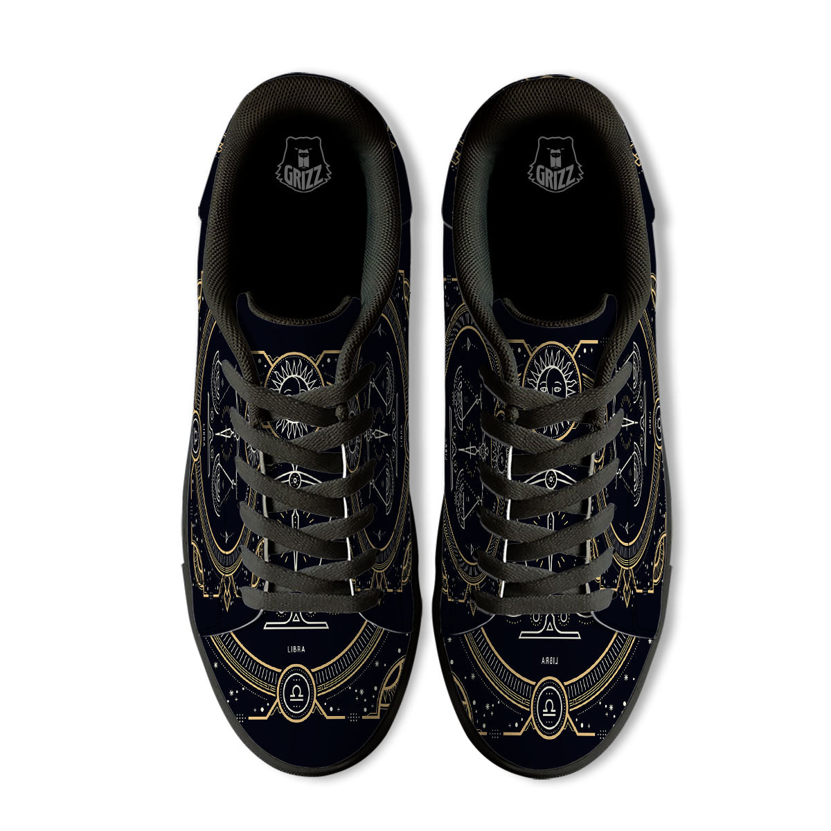 Zodiac Sign Vintage Libra Print Black Low Top Sneakers-grizzshop